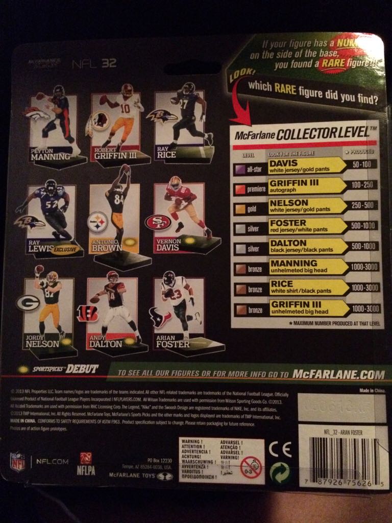 Arian Foster  - McFarlane (Nfl Series 32) action figure collectible [Barcode 787926756265] - Main Image 2