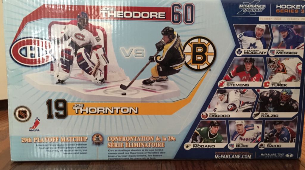 Jose Theodore vs Joe Thornton: Exclusive 29th Playoff Matchup - McFarlane Toys action figure collectible [Barcode 787926905212] - Main Image 2