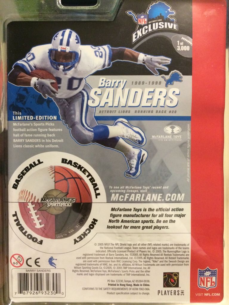 Barry Sanders - McFarlane Toys (Limited Edition) action figure collectible [Barcode 787926932300] - Main Image 2