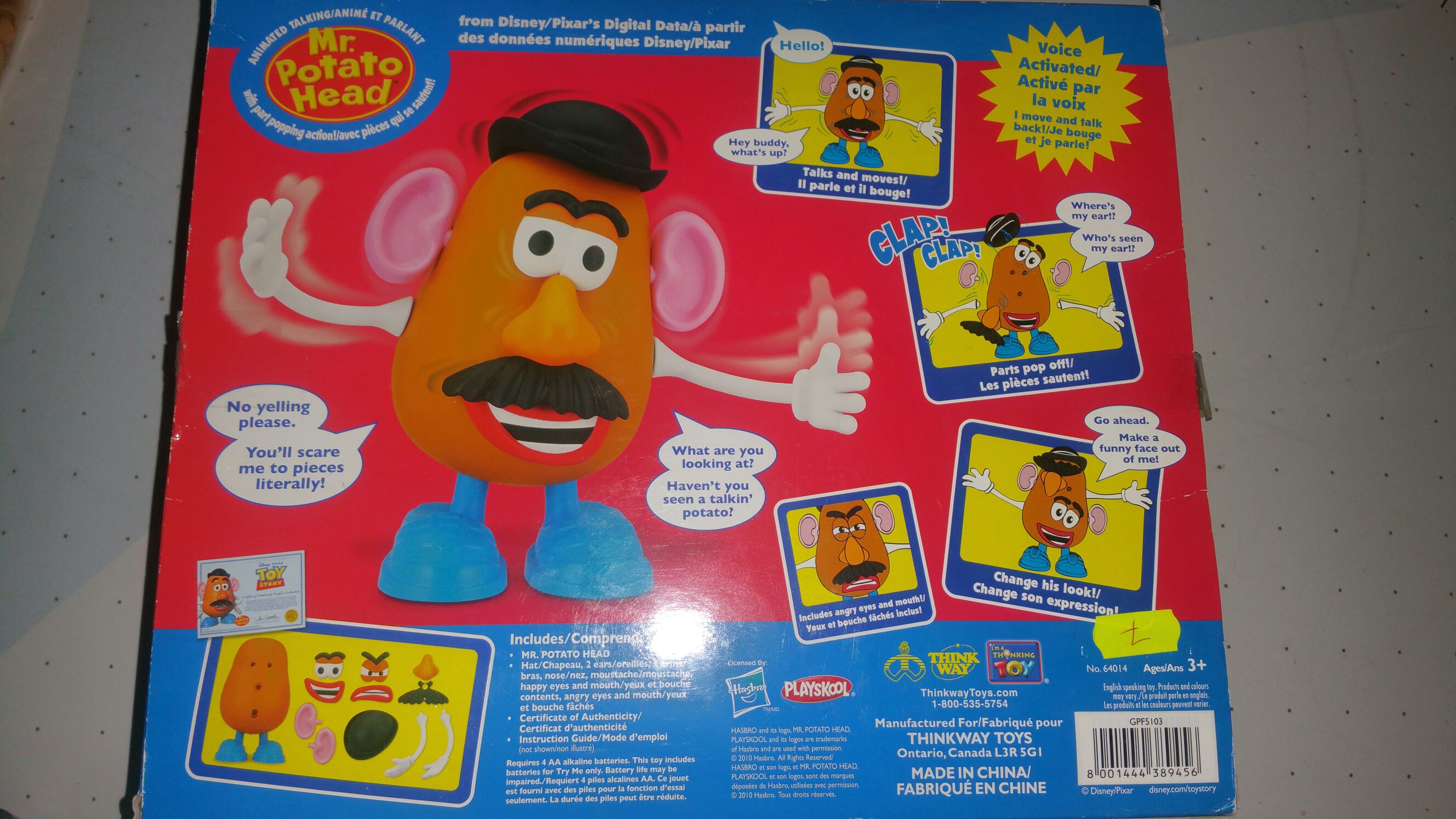 Toy Story Collection Talking & Moving Interactive Mr Potato Head Neuffrançais - Playschool / Hasbro action figure collectible [Barcode 8001444389456] - Main Image 2