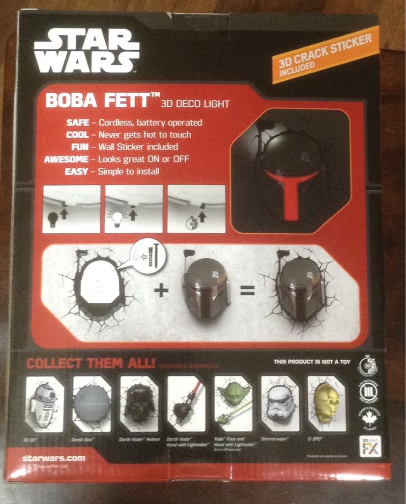 Boba Fett 3-D Deco Light - 3DLIGHT FX (Star Wars The Empire Strikes Back) action figure collectible [Barcode 816733020594] - Main Image 2