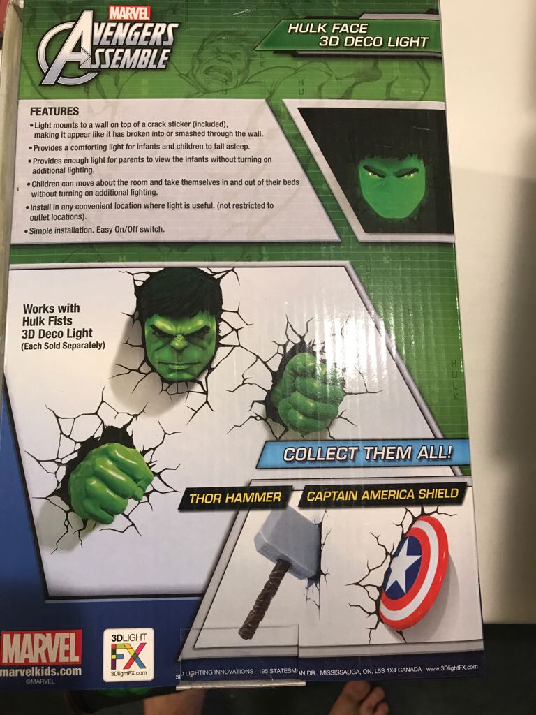Avengers Assemble 3d Deco Light - Hulk Face  action figure collectible [Barcode 816733840451] - Main Image 2