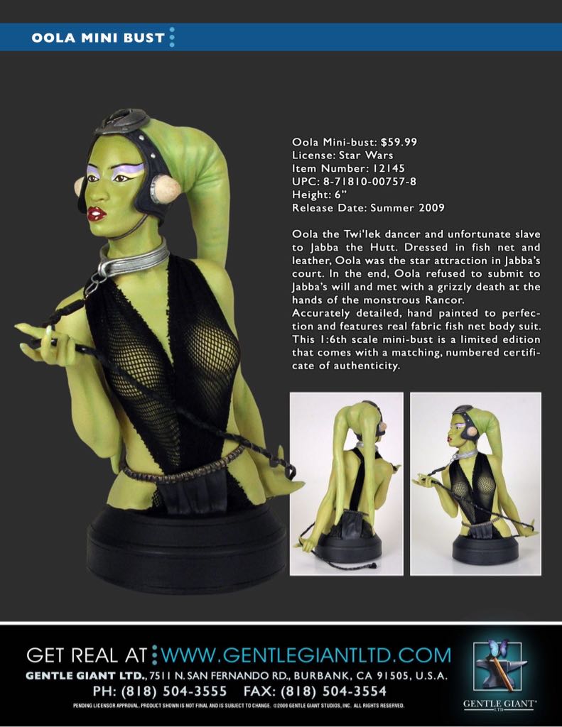Oola Collectible Mini Bust - Gentle Giant LTD (Star Wars) action figure collectible [Barcode 871810007578] - Main Image 2