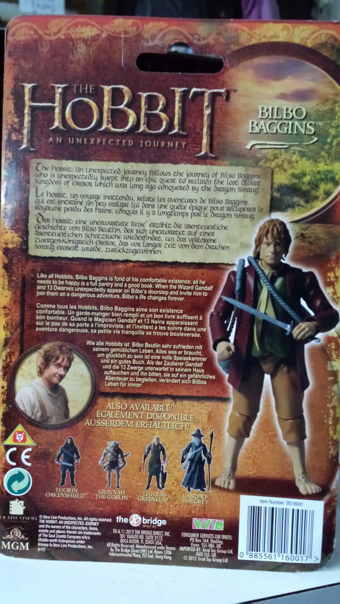 Bilbo Baggins - The Bridge Direct Inc. (The Hobbit: An Unexpected Journey) action figure collectible [Barcode 885561160017] - Main Image 2