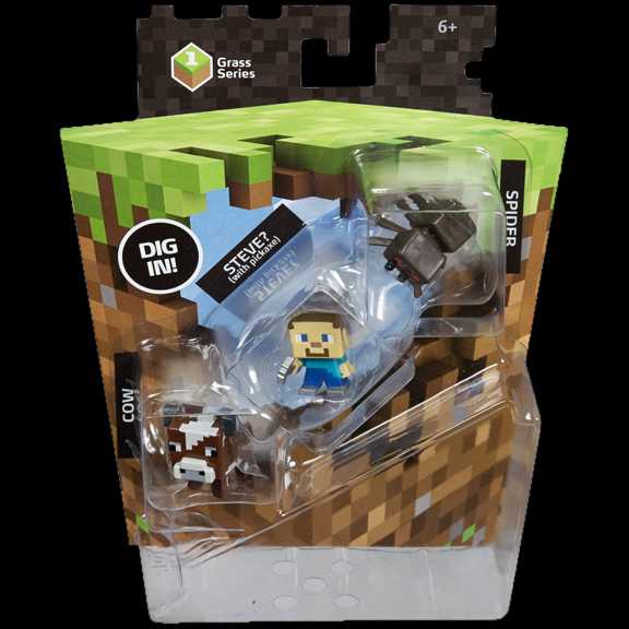 Grass Series 1, Mini-figure 3-pack, Number 1 - Mattel (Minecraft) action figure collectible [Barcode 887961074406] - Main Image 3