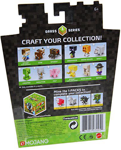 Grass Series 1, Mini-figure 3-pack, Number 2 - Mattel (Minecraft Figures) action figure collectible [Barcode 887961074451] - Main Image 2