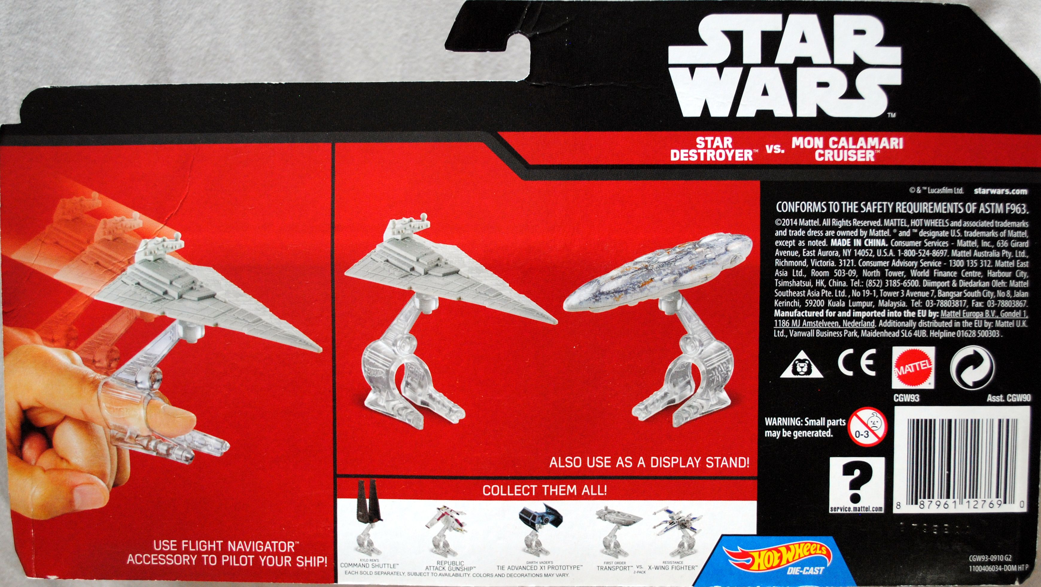 CGW93 Star Destroyer vs. Mon Calamari Cruiser - Hot Wheels from Mattel (Star Wars Hot Wheels Die-Cast) action figure collectible [Barcode 887961127690] - Main Image 2