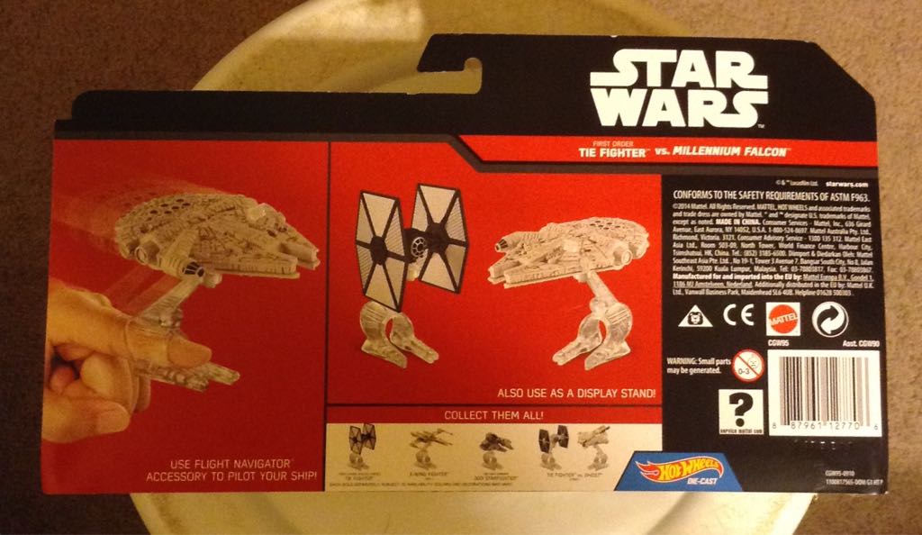Star wars CGW95 TIE Fighter vs. Millennium Falcon - Mattel (Star Wars Hot Wheels Die-Cast) action figure collectible [Barcode 887961127706] - Main Image 2