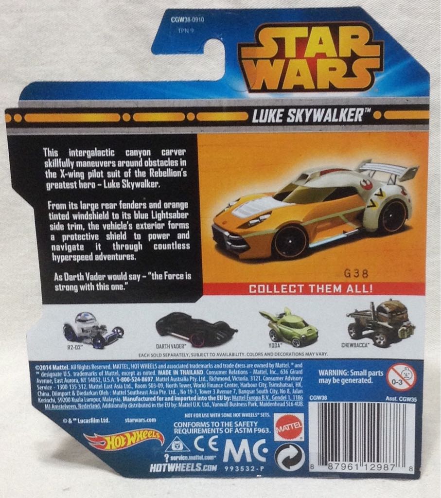 Hot Wheels Luke Skywalker - Hot Wheels from Mattel (Star Wars Hot Wheels) action figure collectible [Barcode 887961129878] - Main Image 2
