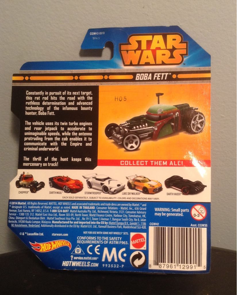 Hot Wheels Boba Fett Custom Hot Rod Car - Hot Wheels from Mattel (Star Wars Hot Wheels) action figure collectible [Barcode 887961129915] - Main Image 2