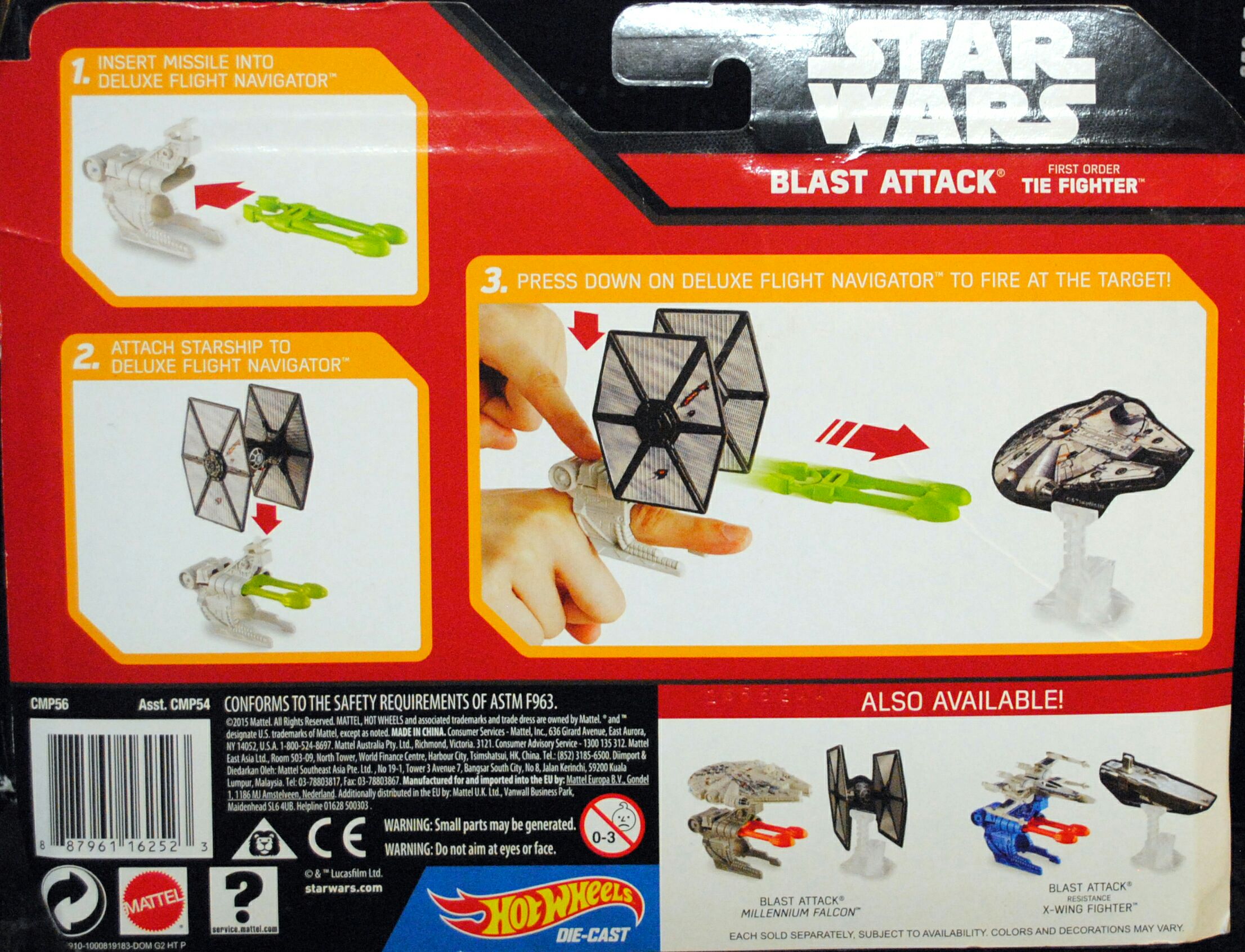 CMP56 Blast Attack First OrderTie Fighter - Hot Wheels by Mattel (Star Wars Hot Wheels Die-Cast) action figure collectible [Barcode 887961162523] - Main Image 2