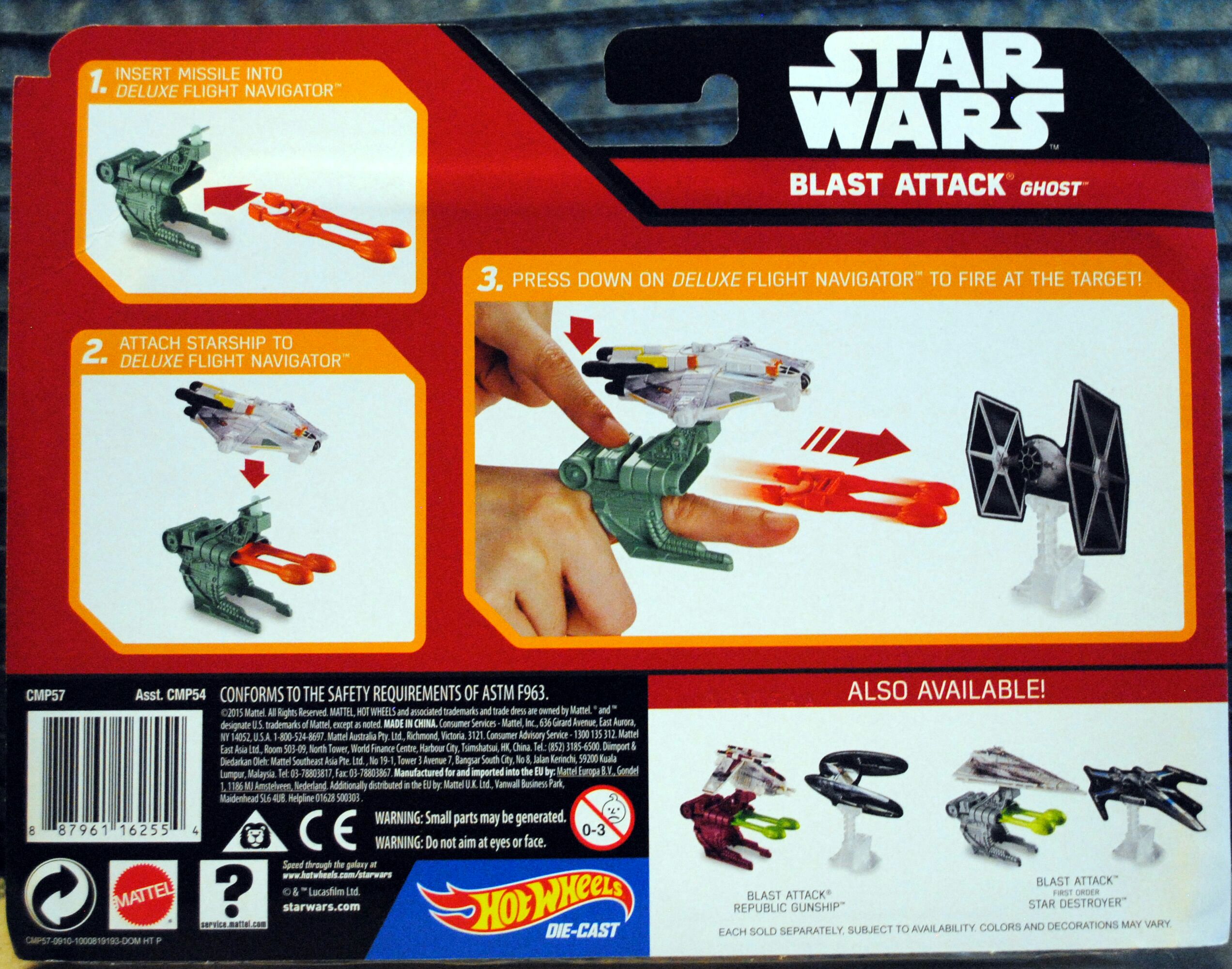 Hot Wheels Star Wars Vehicle Blast Attack Ghost TFA SWR - Hot Wheels by Mattel (Star Wars Hot Wheels) action figure collectible [Barcode 887961162554] - Main Image 2