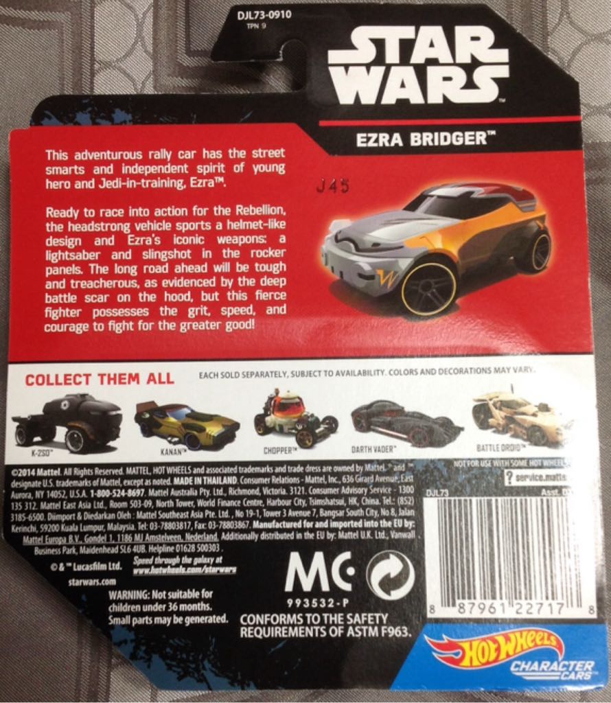 Hot Wheels Star Wars Character Ezra Bridger Rebels Rogue One SWR - Hot Wheels by Mattel (Star Wars Hot Wheels) action figure collectible [Barcode 887961227178] - Main Image 2