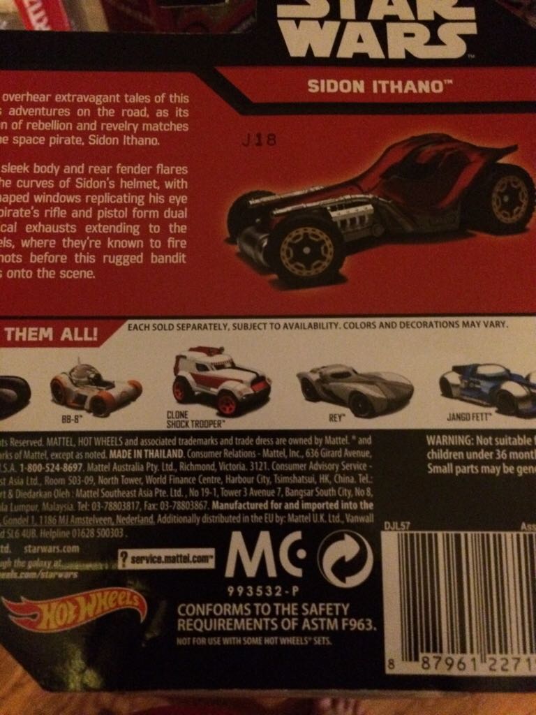 Hot Wheels Sidon Ithano - Mattel (Hot Wheels) (Star Wars Hot Wheels) action figure collectible [Barcode 887961227192] - Main Image 2