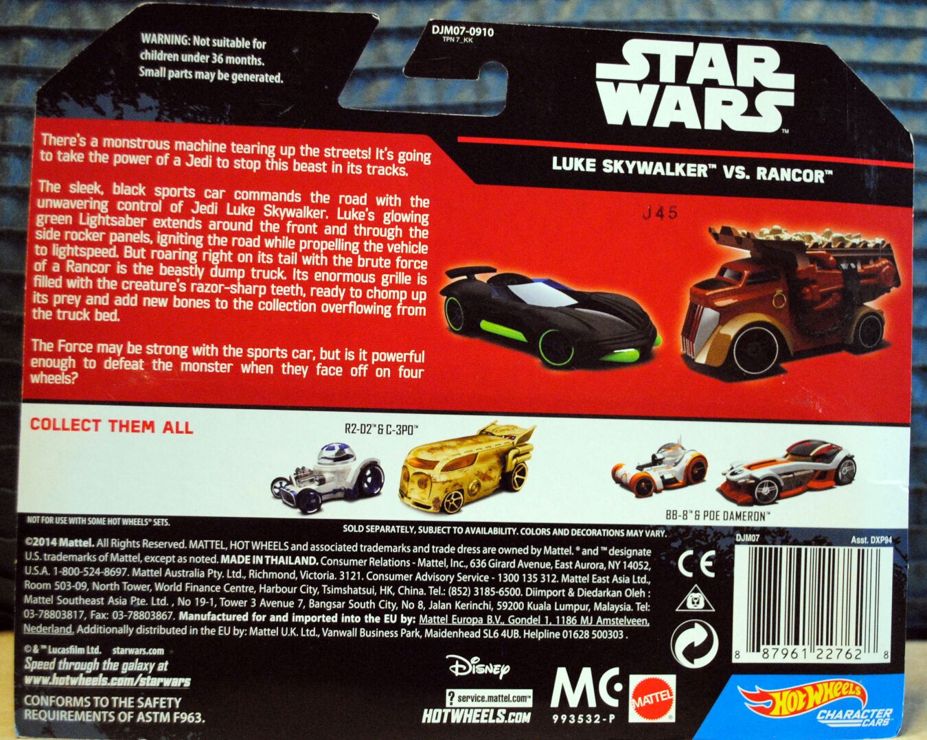 Hot Wheels  Luke Skywalker Jedi & Rancor Rogue One - Hot Wheels by Mattel (Star Wars Hot Wheels) action figure collectible [Barcode 887961227628] - Main Image 2