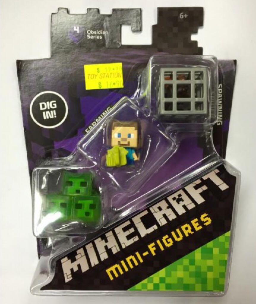 Obsidian Series 4 - 3 Pack Contains: Spawning Spider, Slime Cubes, Farming Steve? - Mojang (Minecraft) action figure collectible [Barcode 887961236163] - Main Image 2