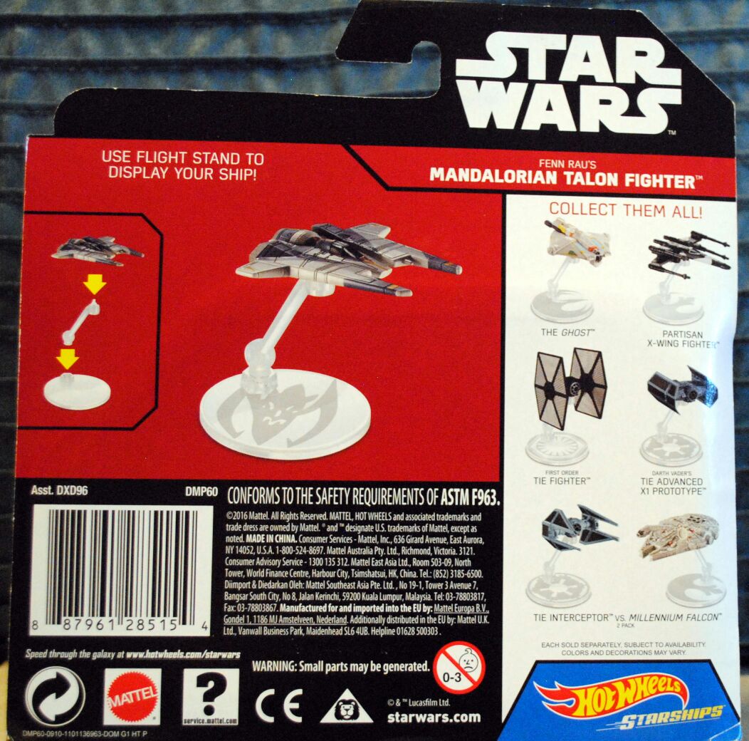 Hot Wheels Star Wars Vehicle Mandalorian Talon Fighter Rebels Rogue One SWR - Hot Wheels by Mattel (Star Wars Hot Wheels) action figure collectible [Barcode 887961285154] - Main Image 2