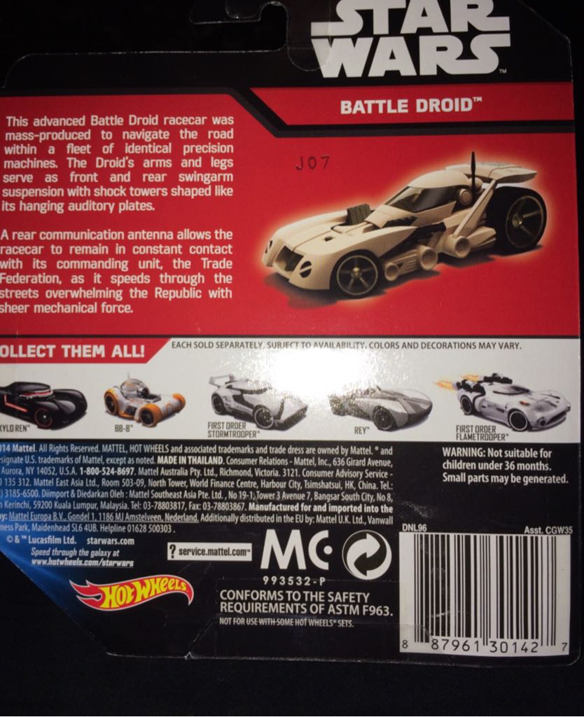 Hot Wheels Battle Droid - Mattel (Star Wars Hot Wheels) action figure collectible [Barcode 887961301427] - Main Image 2