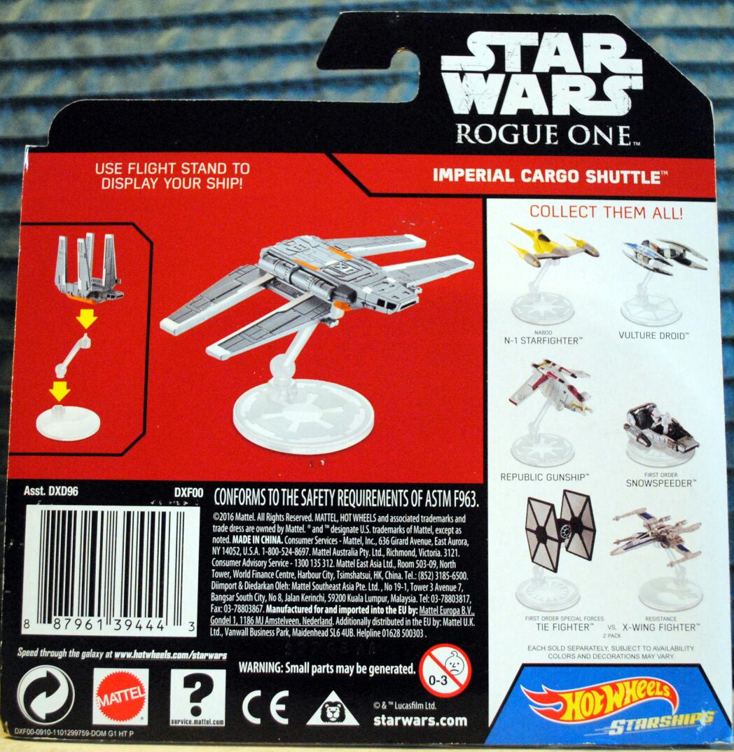 Hot Wheels Star Wars Vehicle Imperial Cargo Shuttle Rogue One - Hot Wheels by Mattel (Star Wars Hot Wheels) action figure collectible [Barcode 887961394443] - Main Image 2