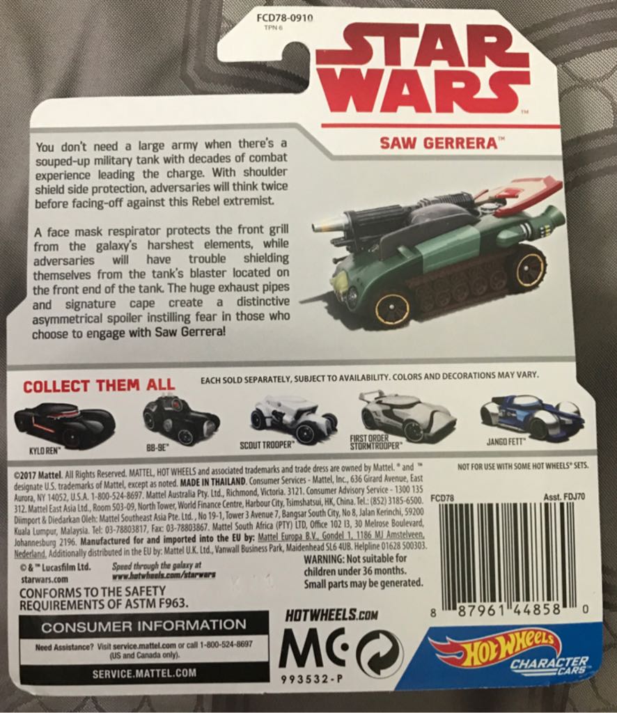 Hot Wheels Star Wars Saw Gerrera - Mattel - Hot Wheels (Star Wars) action figure collectible [Barcode 887961448580] - Main Image 2