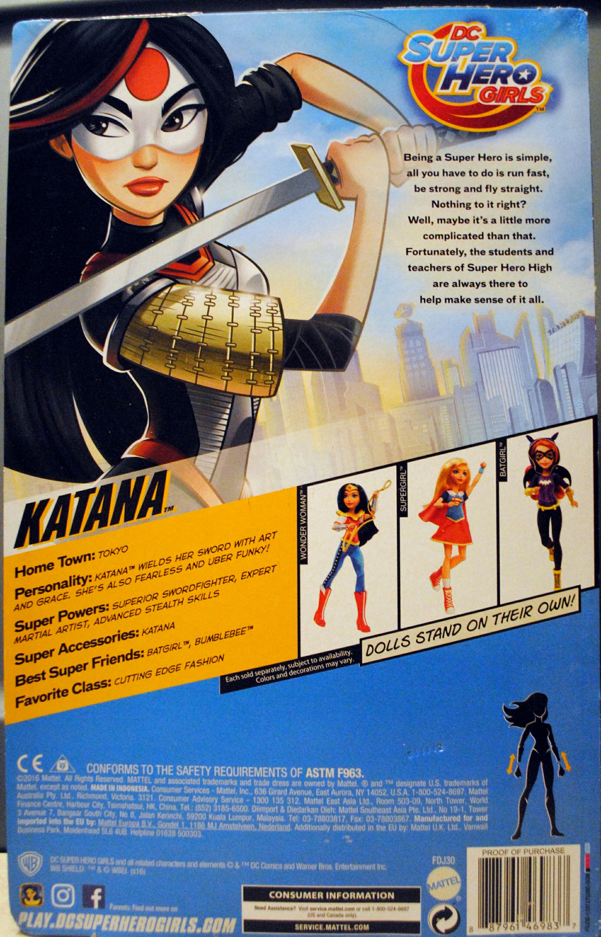 DC Super Hero Girls 12 Inch Katana doll - DC Mattel (DC Super Hero Girls) action figure collectible [Barcode 887961469837] - Main Image 2