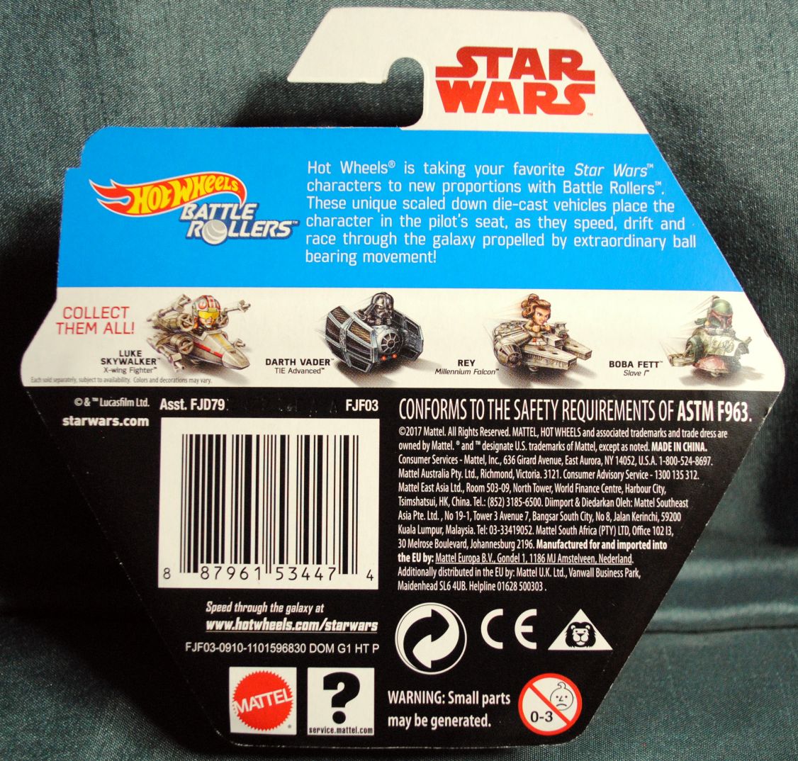 Hot Wheels Star Wars Battle Rollers Character Emperor Palpatine The Last Jedi - Hot Wheels by Mattel (Star Wars Hot Wheels) action figure collectible [Barcode 887961534474] - Main Image 2