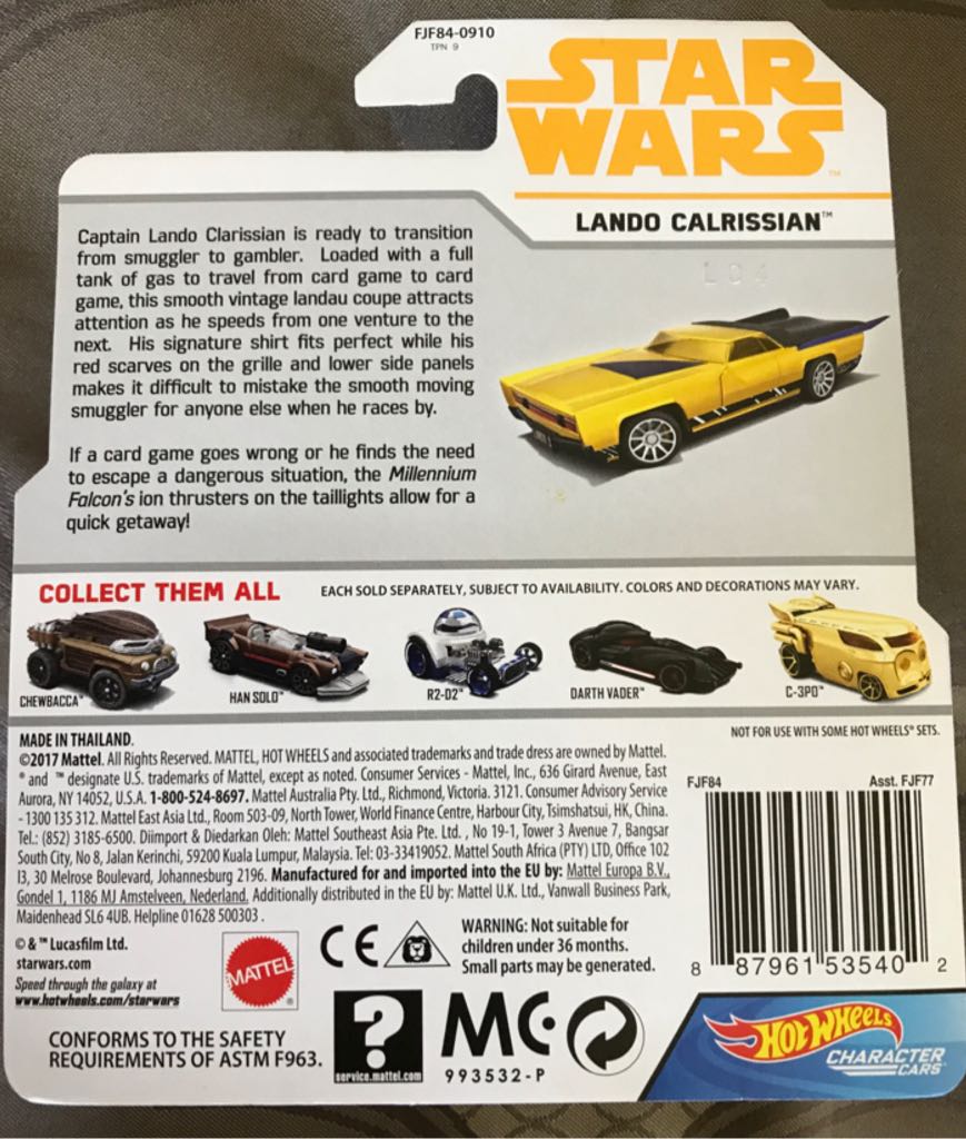 Hot Wheels - Lando Calrissian - Mattel - Hot Wheels (Solo: A Star Wars Story) action figure collectible [Barcode 887961535402] - Main Image 2