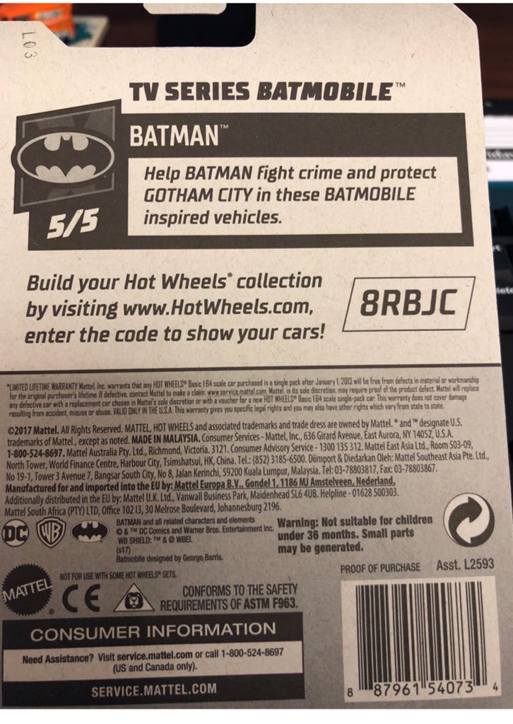 Hot Wheels DC - Hot Wheels by Mattel (Batman) action figure collectible [Barcode 887961540734] - Main Image 2