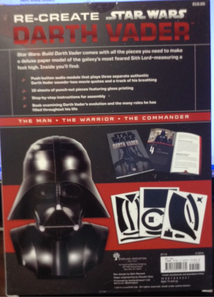 Star Wars Build Darth Vader Bust with Sounds Quotes Illustrated Book NIP - Sterling Innovation (Star Wars) action figure collectible [Barcode 9781435154360] - Main Image 2