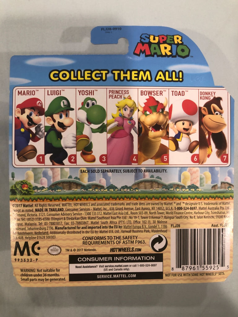 Hot Wheels Character Cars: Super Mario: Toad 6/7 - Mattel (Hot Wheels) (Super Mario) action figure collectible - Main Image 2