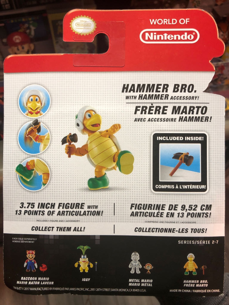 World of Nintendo: Super Mario: Hammer Bro with Hammer - Jakks Pacific (Super Mario) action figure collectible - Main Image 2
