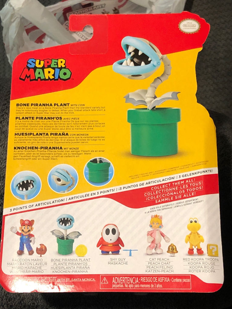 World of Nintendo: Super Mario: Bone Piranha Plant - Jakks Pacific (Super Mario) action figure collectible - Main Image 2