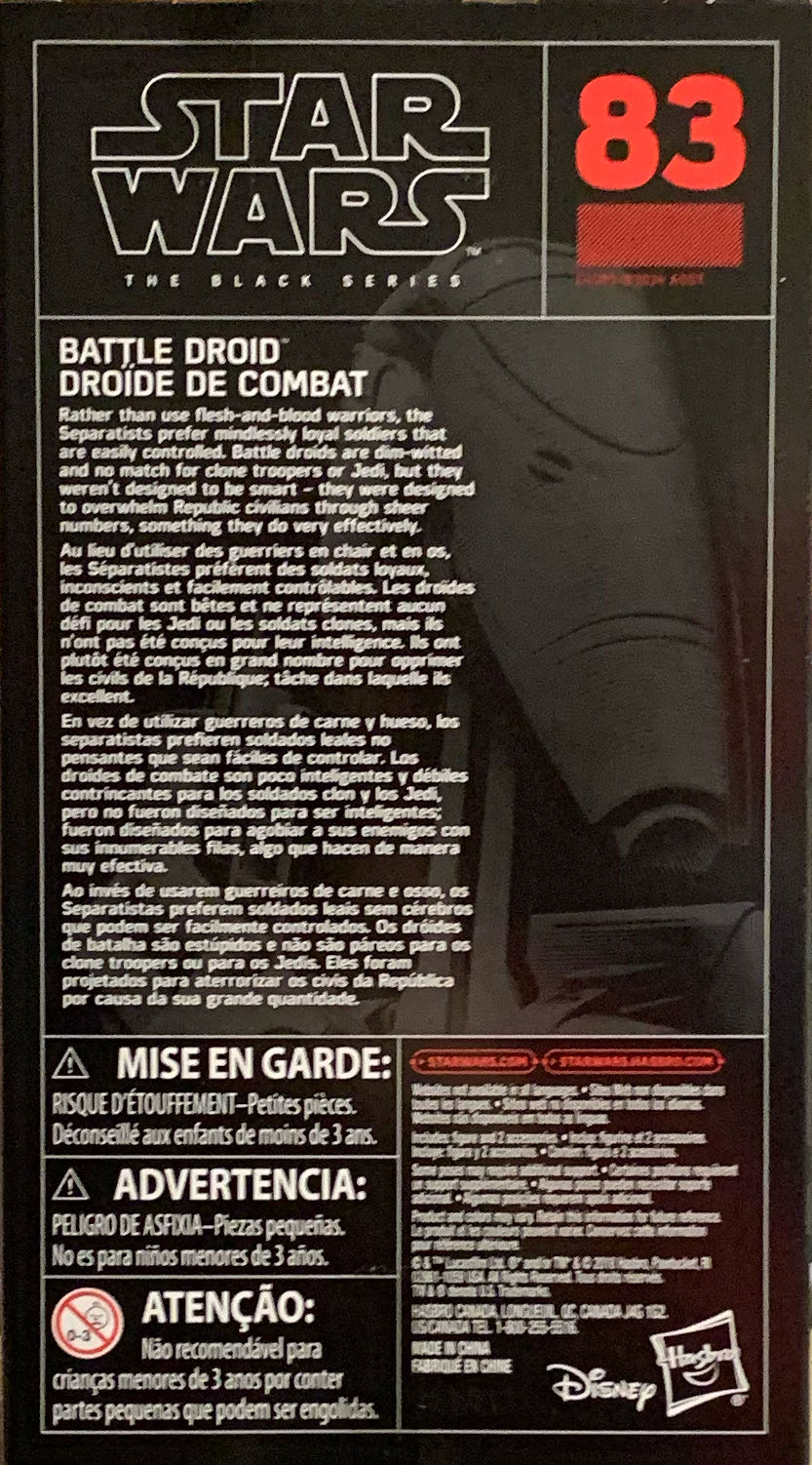 Star Wars The Black Series Battle Droid #83 - Disney / Hasbro (Star Wars: The Black Series) action figure collectible [Barcode 630509779840] - Main Image 2