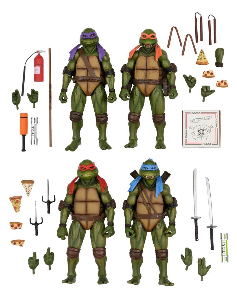 Donatello, Leonardo, Michelangelo & Raphael 4-Pack - NECA, Inc. (Teenage Mutant Ninja Turtles II: The Secret of the Ooze) action figure collectible [Barcode 634482542385] - Main Image 2