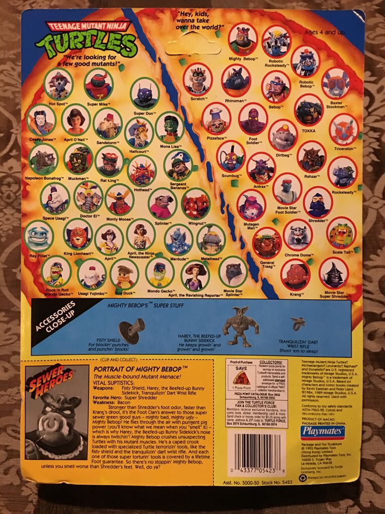 Mighty Bebop - Playmates Toys (Teenage Mutant Ninja Turtles Sewer Heroes) action figure collectible [Barcode 043377054238] - Main Image 2