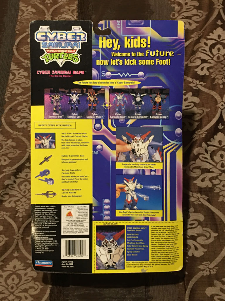 Cyber Samurai: Raph “The Bionic Basher!” - Playmates Toys (TMNT Cyber Samurai) action figure collectible [Barcode 043377030027] - Main Image 2