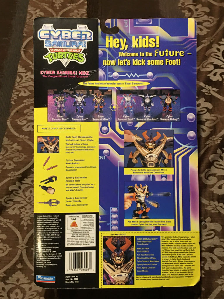 Cyber Samurai: Mike “The Computerized Crook Crusher!” - Playmates Toys (TMNT Cyber Samurai) action figure collectible [Barcode 043377030034] - Main Image 2