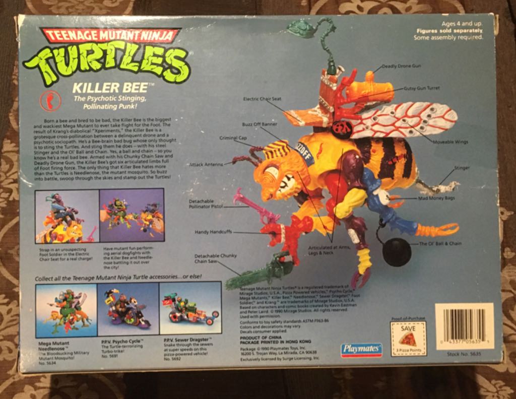 Killer Bee - Playmates Toys (Teenage Mutant Ninja Turtles (1990)) action figure collectible [Barcode 043377056355] - Main Image 2