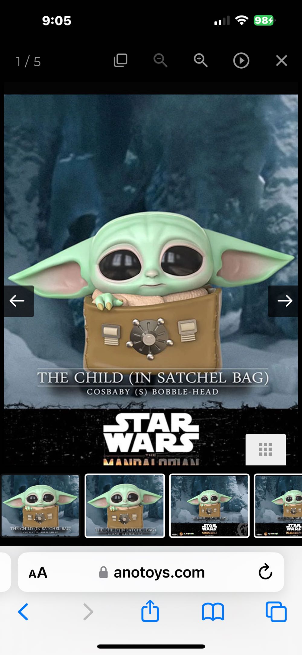 The Child In Satchel Bag - Hot Toys (Star Wars Mandalorian) action figure collectible [Barcode 4895228606747] - Main Image 2