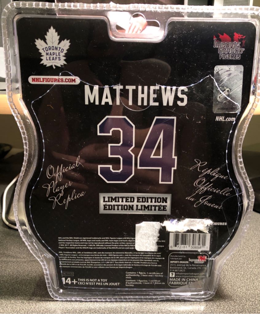 Matthews 34 - Limited Edition - Import Dragon (NHL Figures League) action figure collectible [Barcode 672781306581] - Main Image 2