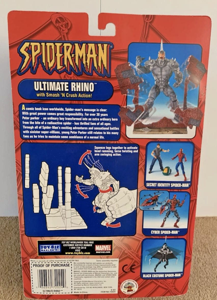 Toybiz Spider-Man Classics Ultimate Rhino Smash & Crush Toy Biz - Toy Biz (Marvel: Spider-man: 6”) action figure collectible [Barcode 086892720240] - Main Image 3