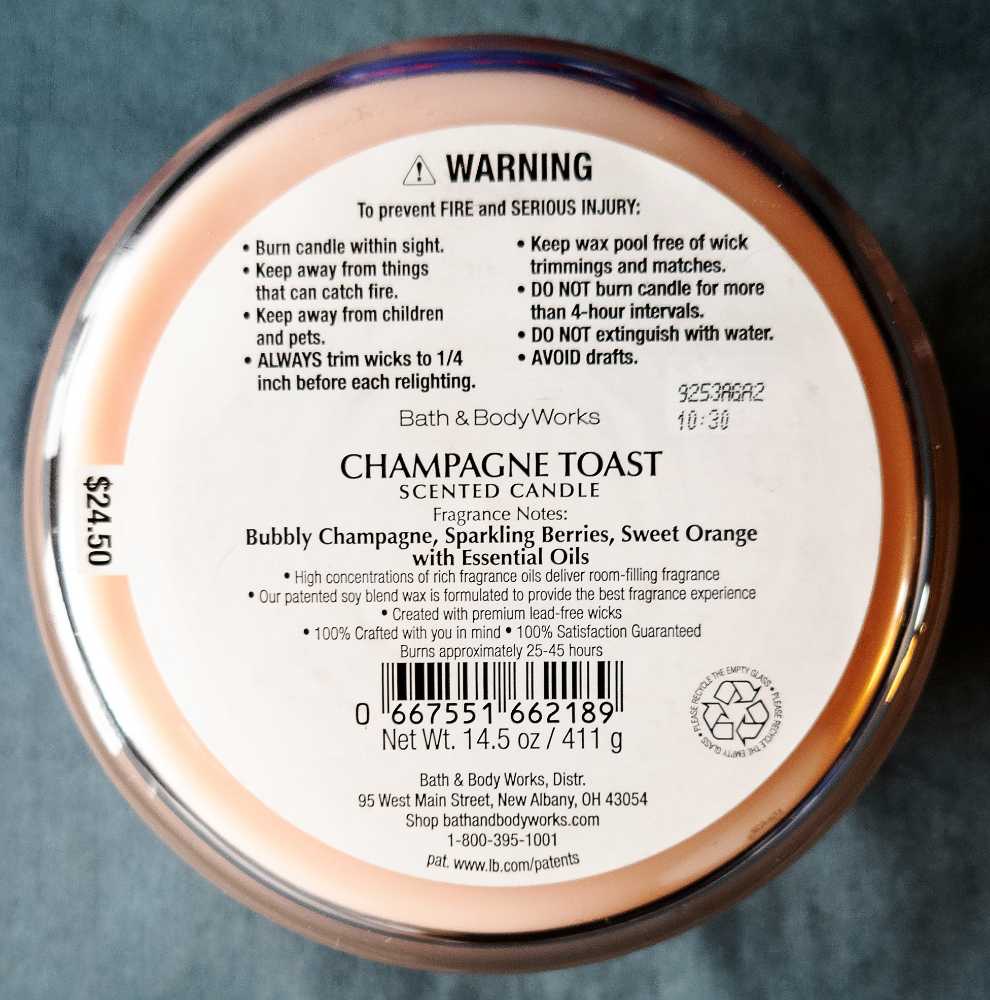 CANDLE: New Years Bath & Bodyworks Champagne Toast 2019 - Bath & Bodyworks Candle (New Years Candles) action figure collectible [Barcode 667551662189] - Main Image 2