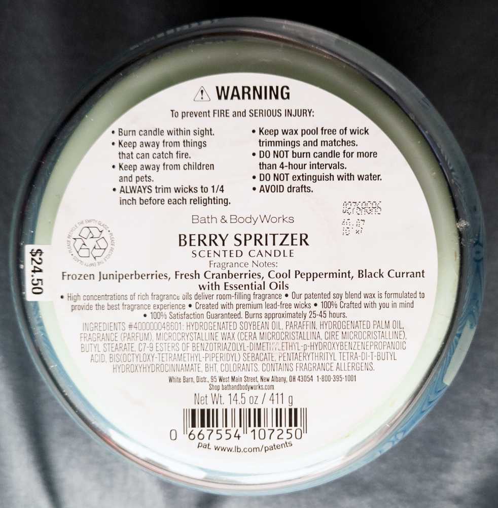 CANDLE: New Years Bath & Bodyworks Berry Spitzer  2020 - Bath & Bodyworks Candle (New Years Candles) action figure collectible [Barcode 111200006256] - Main Image 3
