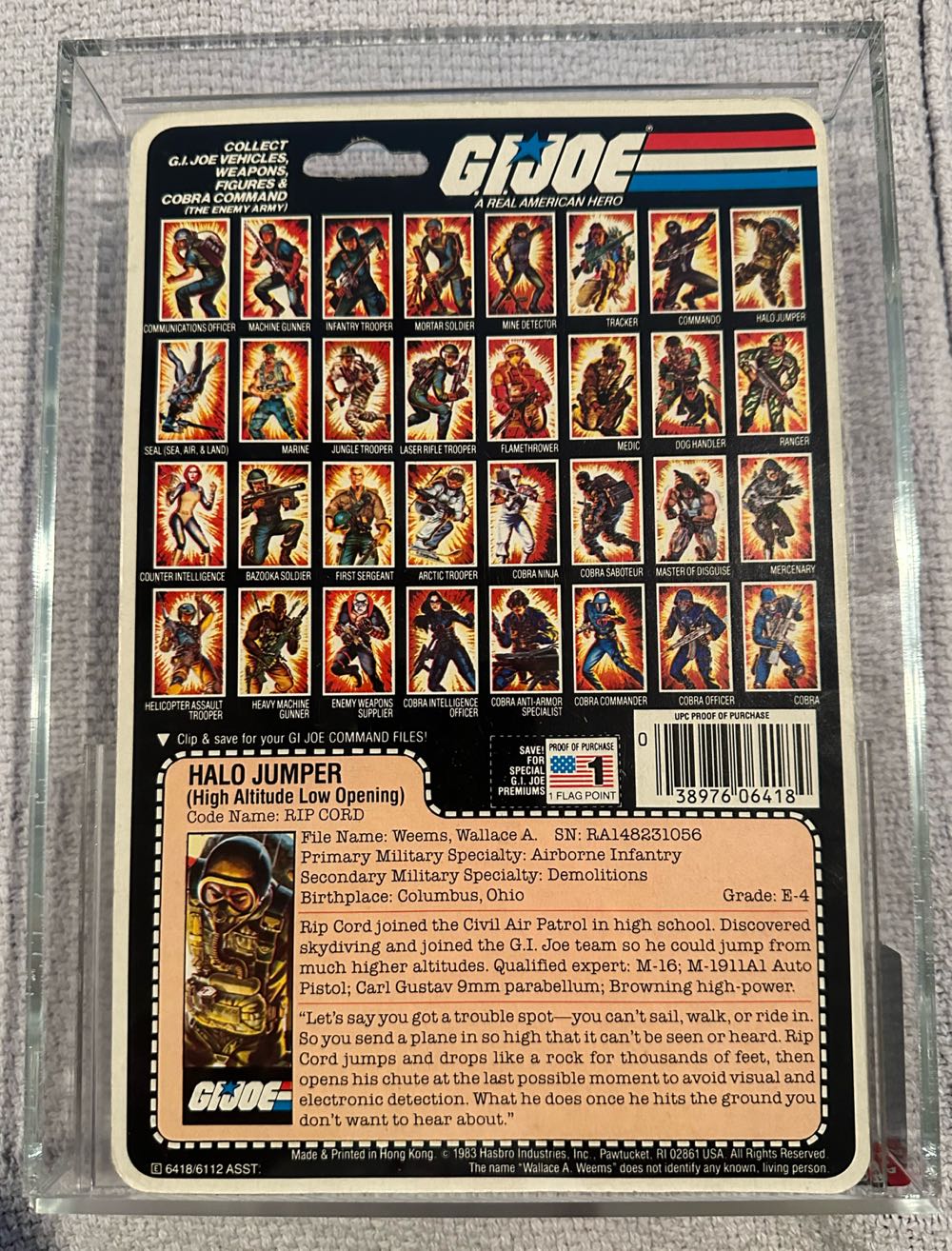 Rip Cord V1 - Hasbro - G.I. Joe (G. I. JOE) action figure collectible [Barcode 038976064184] - Main Image 2