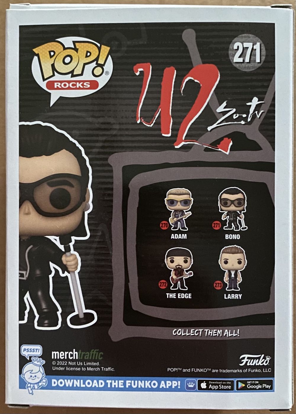 U2 Bono Pop! Rocks (U2): #271 Bono - Funko (U2 Zoo TV) action figure collectible [Barcode 889698640336] - Main Image 3