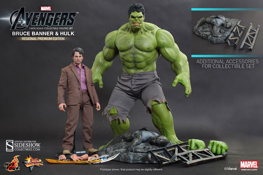 6th Scale (MMS230): The Avengers - Bruce Banner & Hulk (Regional Premium Edition) - Hot Toys (Sixth Scale Figures) action figure collectible - Main Image 2
