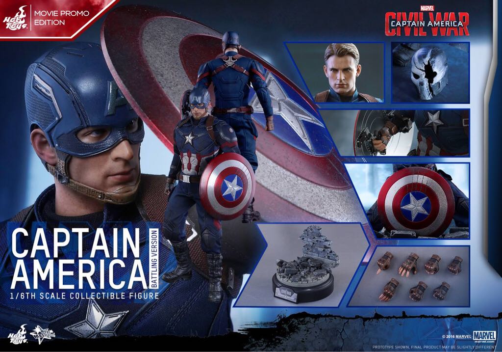 6th Scale (MMS360): Captain America, Civil War - Captain America (Battling Ver.) - Hot Toys (Sixth Scale Figure) action figure collectible - Main Image 2
