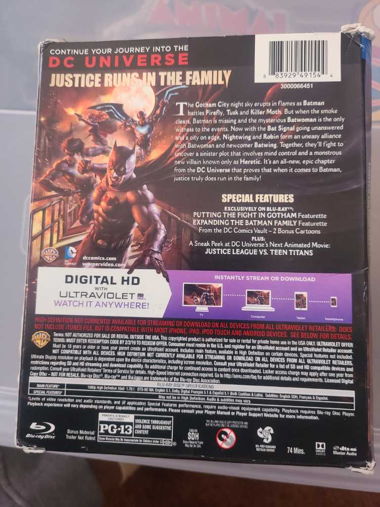 Blu-ray/DVD Batman Bad Blood Deluxe Edition Bd Dvd Uv With Nightwing Mini Fig   action figure collectible [Barcode 883929491544] - Main Image 2