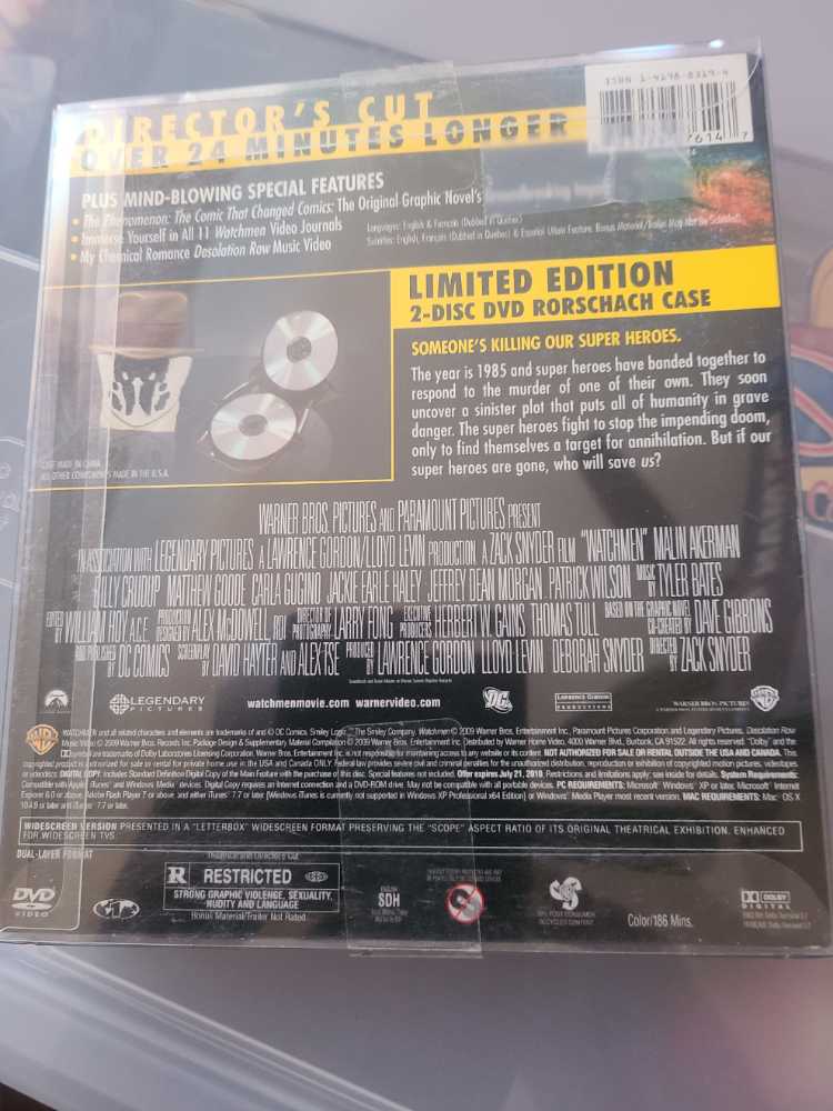Blu-ray/DVD Watchmen Director’s Cut DVD With Rorschach Mask Case  action figure collectible [Barcode 883929076147] - Main Image 2