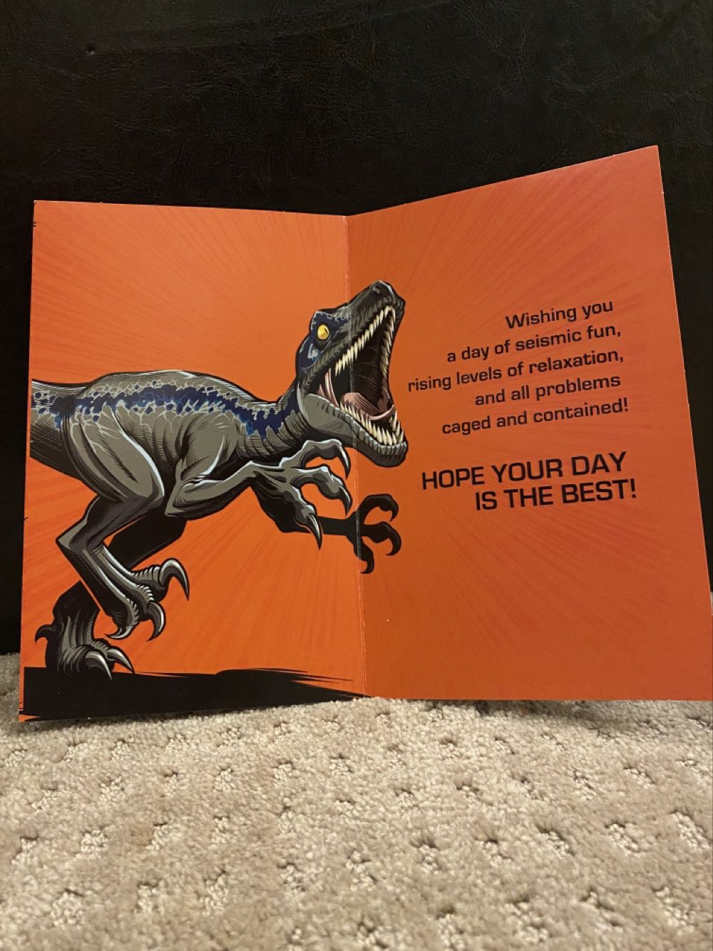 Velociraptor Blue Fathers Day Card - American Greetings (Jurassic World) action figure collectible [Barcode 605030766911] - Main Image 2